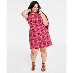 On 34th Tweed Mini Sheath Dress 24W NWT Pink Textured Plus Size